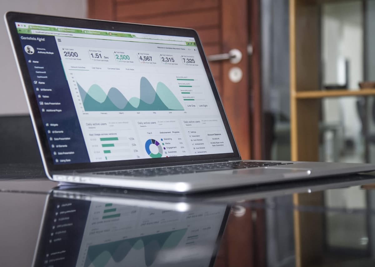 Digital marketing analytics dashboard on a laptop