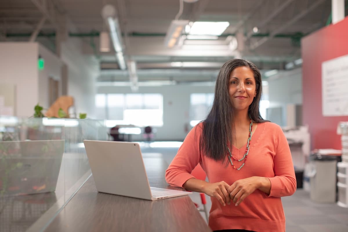 Customer support specialist at an office service desk